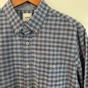 Men's ROWM Blue Plaid Button-down Shirt